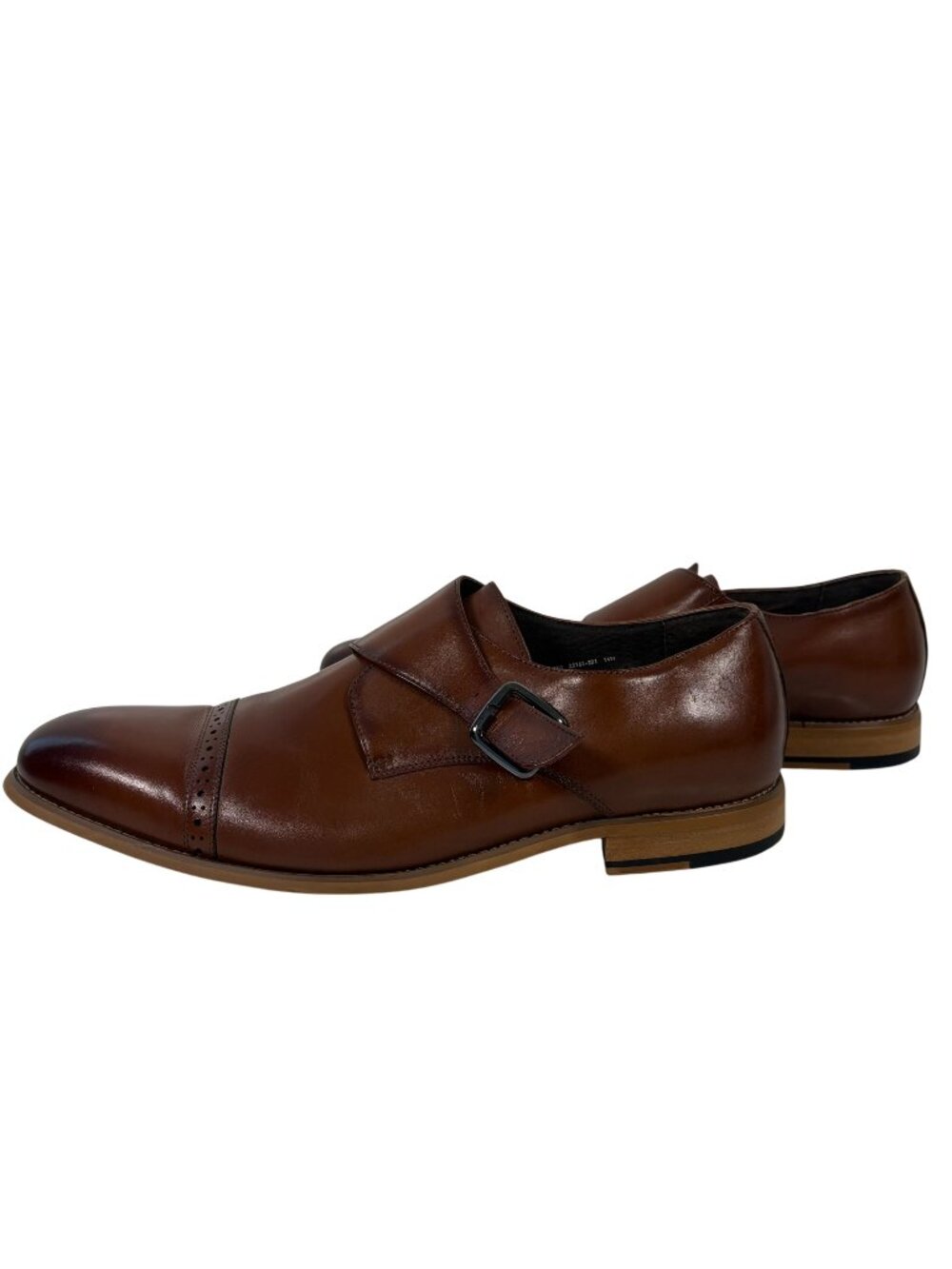 Stacy Adams Desmond Shoes Mens Size 14 W Brown Leather Cap Toe Monk Strap